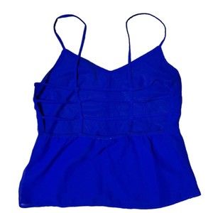 Charlotte Russe Beaded Blouse Size M Sleeveless Royal Blue Cutout Back